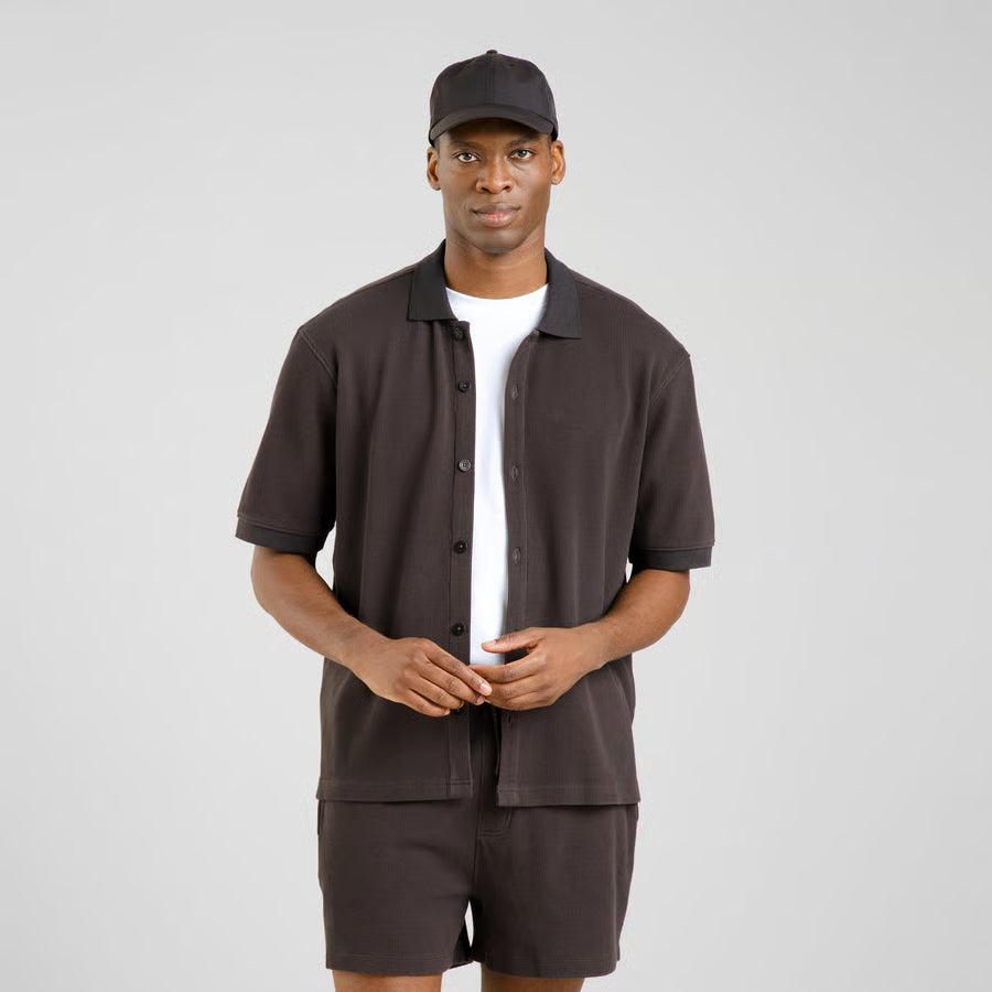 Shirt Falkvik Waffle Phantom Black