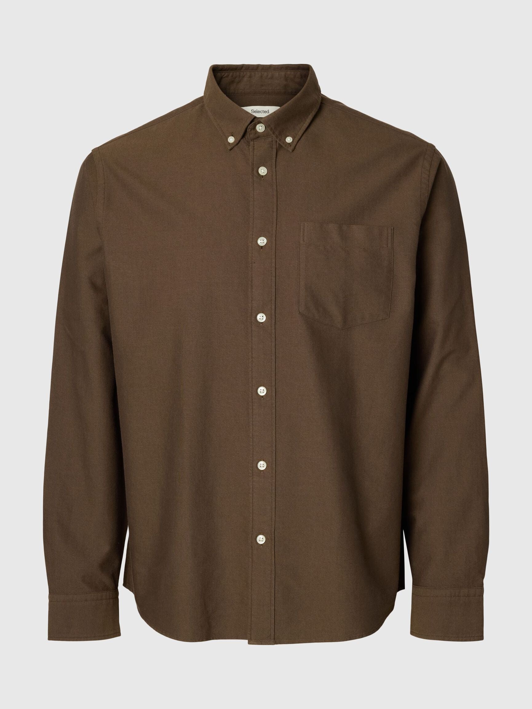 SLMCOLE-RICK OX REG LS SHIRT - BROWN
