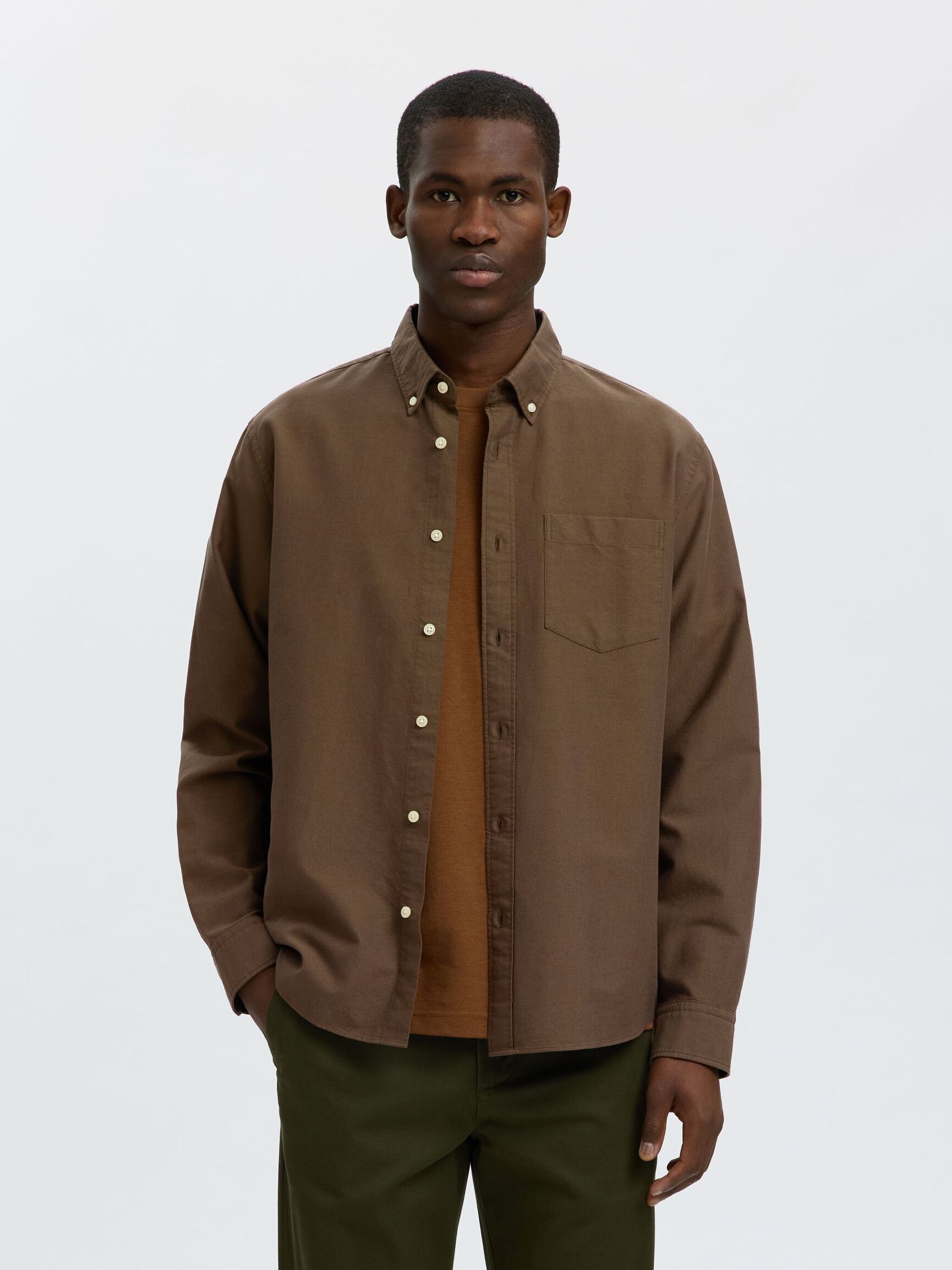 SLMCOLE-RICK OX REG LS SHIRT - BROWN