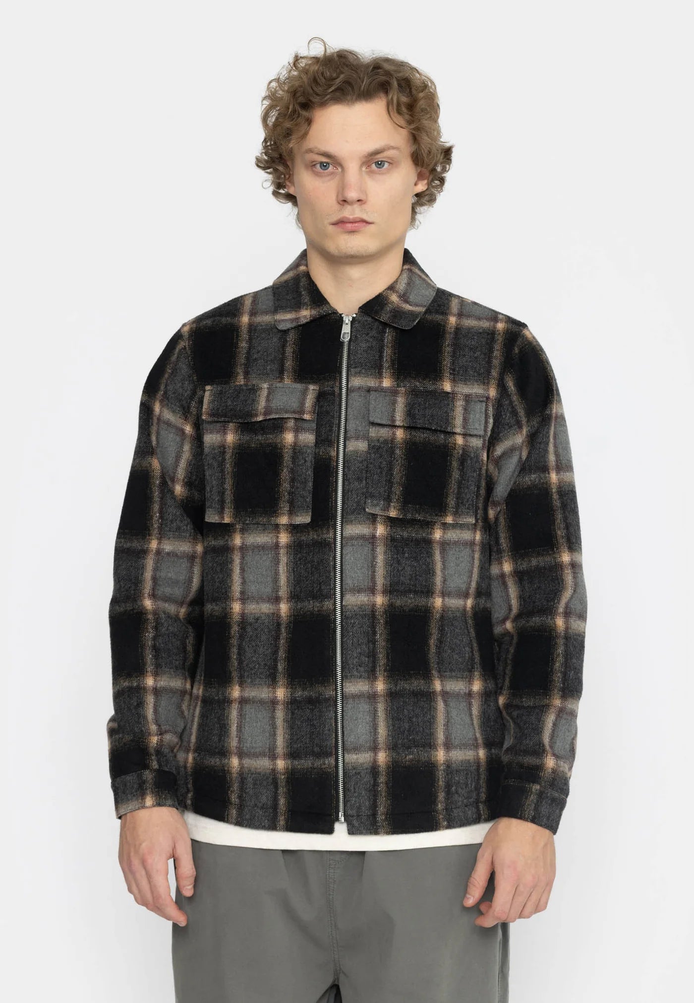 Lined Overshirt W Zipper / 3958 - Black