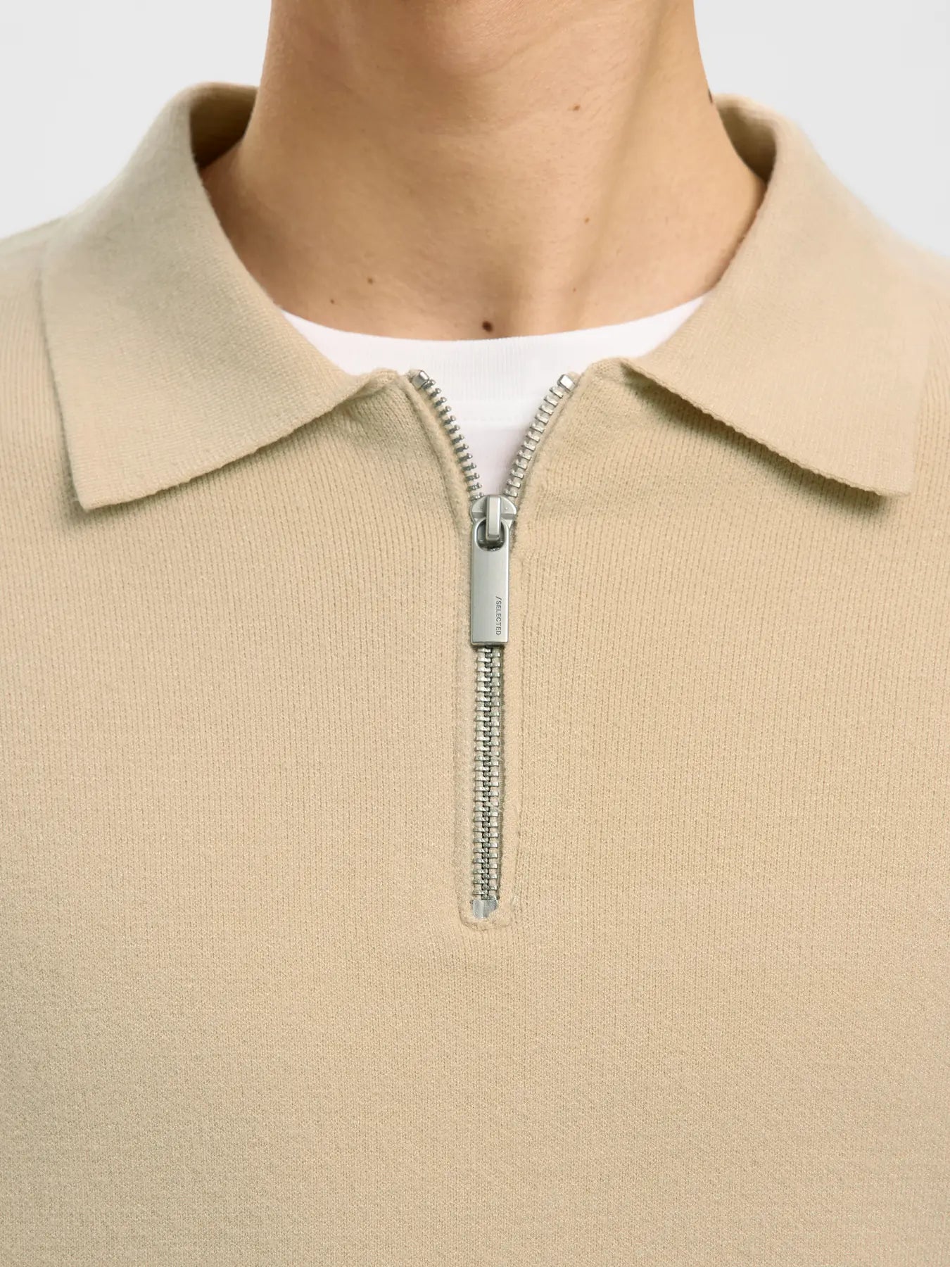SLMTELLER FN HALF ZIP POLO – BEIGE