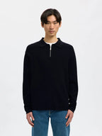 SLMTELLER FN HALF ZIP POLO – BLACK